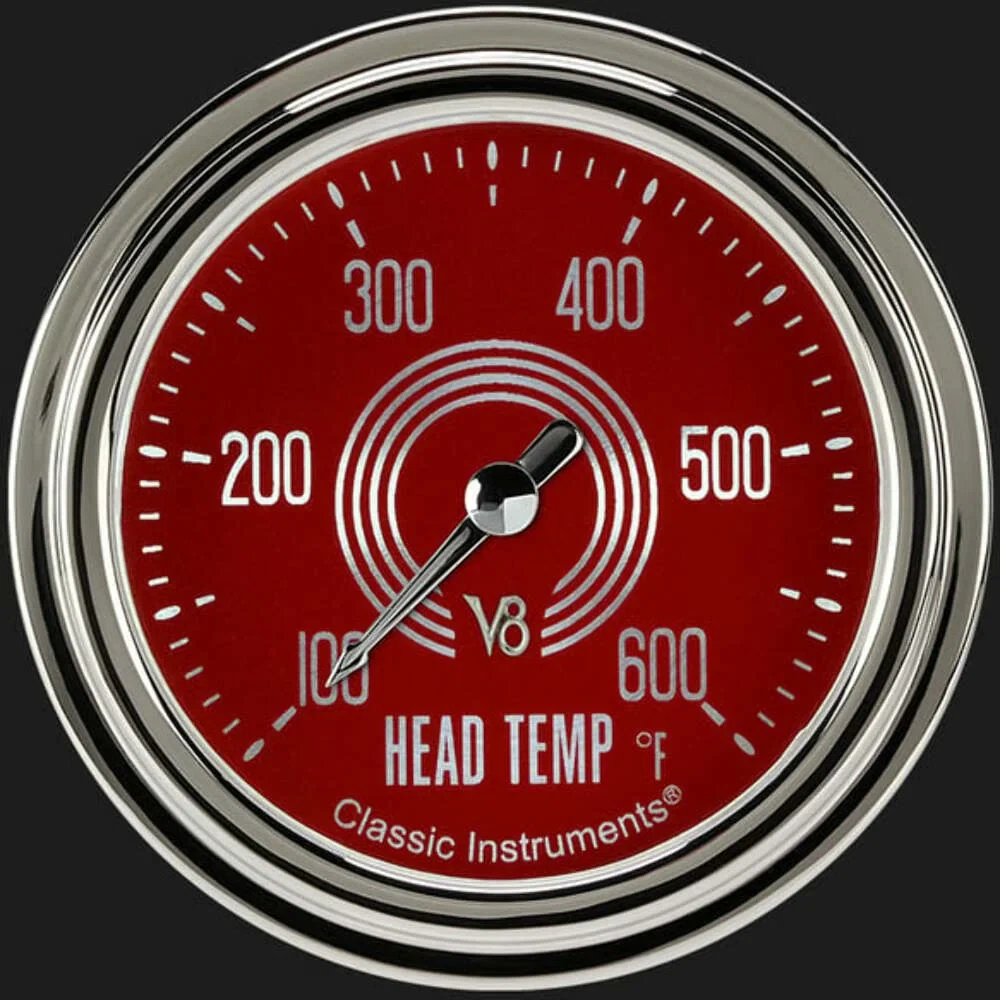 V8 Red Steelie 2 5_8_ Cylinder Head Temp. Gauge V8RS397SLC